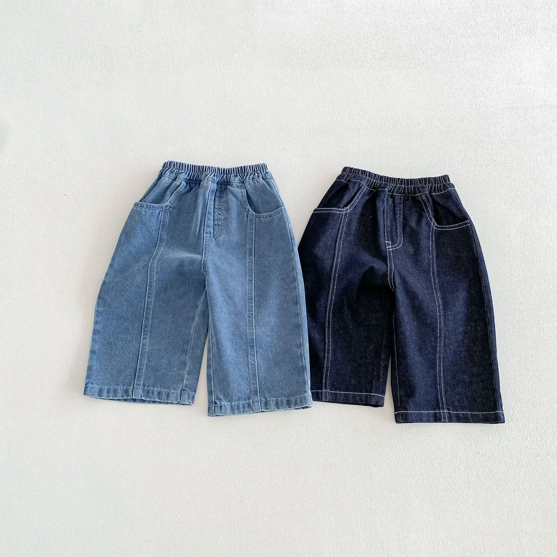 2026 Autumn New Children Denim Trousers Solid Girls Loose Wide Leg Pants Boys Fashion Casual Pants Kids Clothes