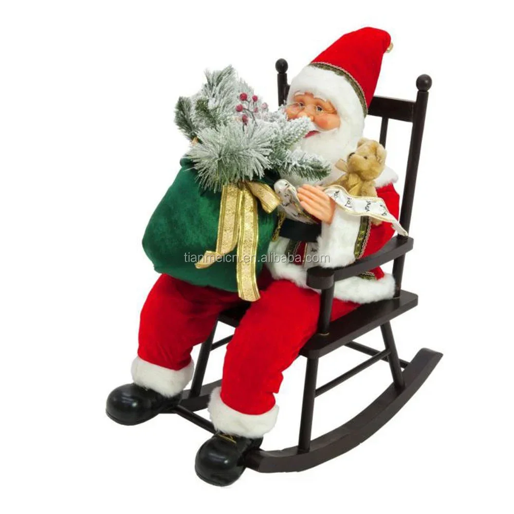 80 cm Chair santa claus christmas decoration navidad bear gift bag set present for home decor holiday display vintage figure