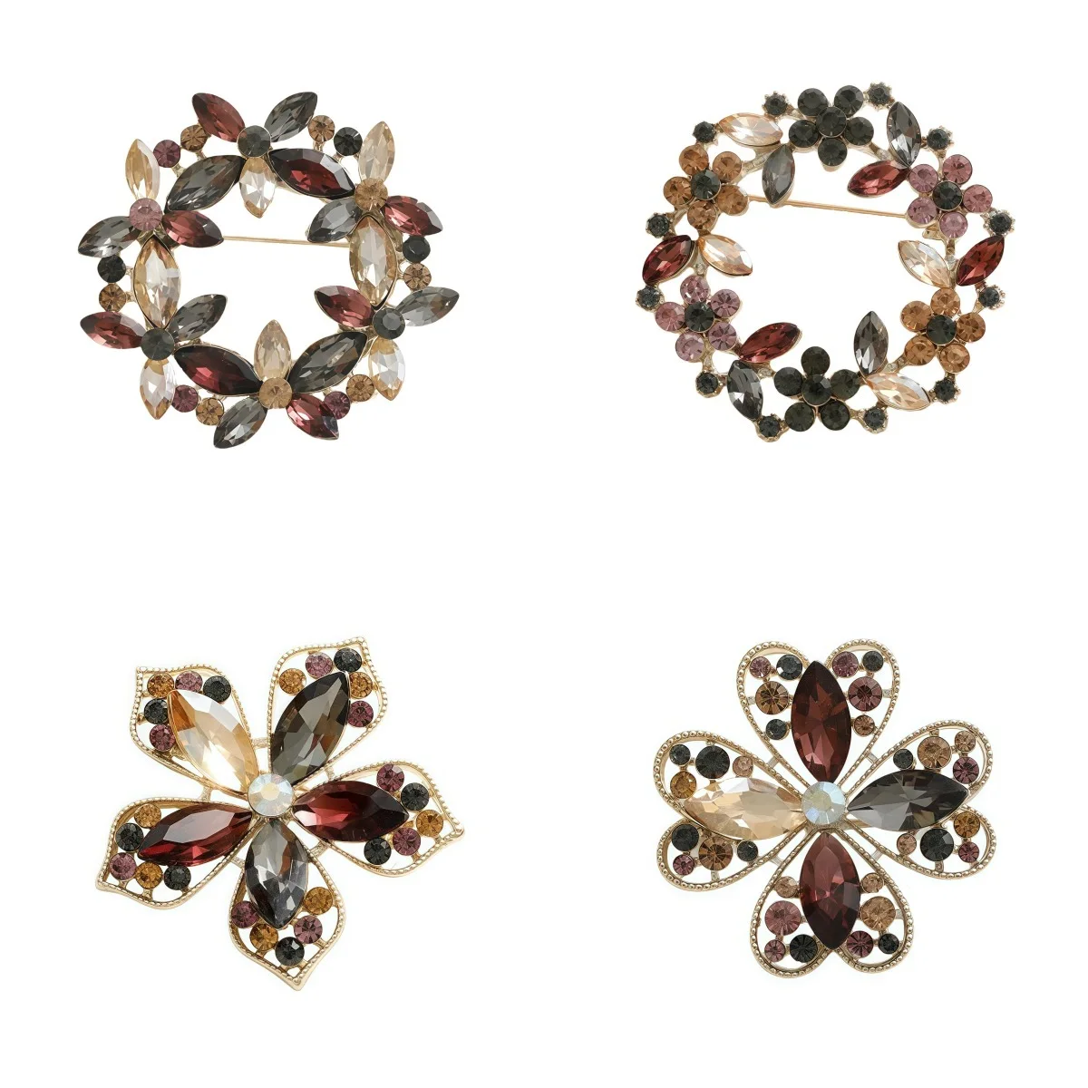 Classic Luxury Alloy Gold Brooch With High Quality Crystal Women And Men Suit Coat Collar Buckles Ornament Jewelry Accessories