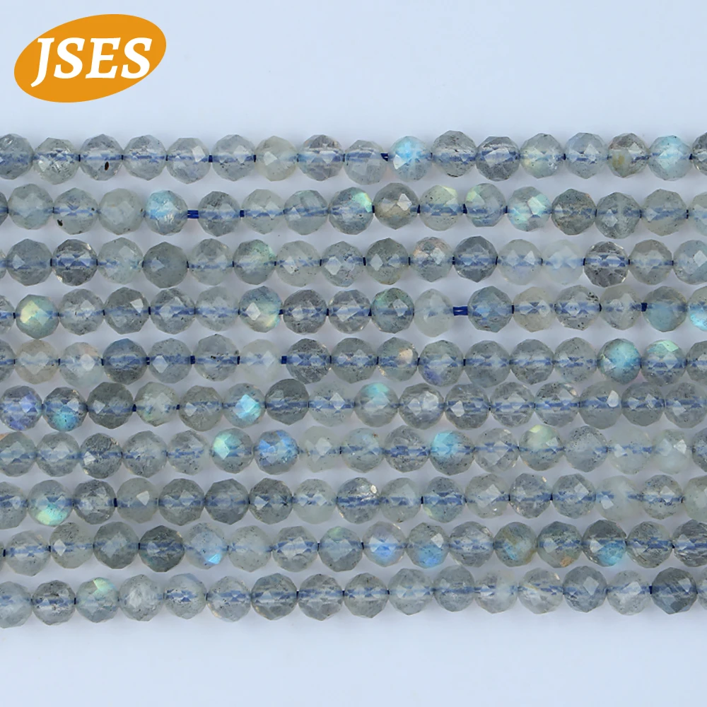 

[2 strands/set] Natural Labradorite Beads Faceted 2.5mm 3.5mm Loose Space Stone Bead For Jewelry Making DIY Bracelet 15'' Charms