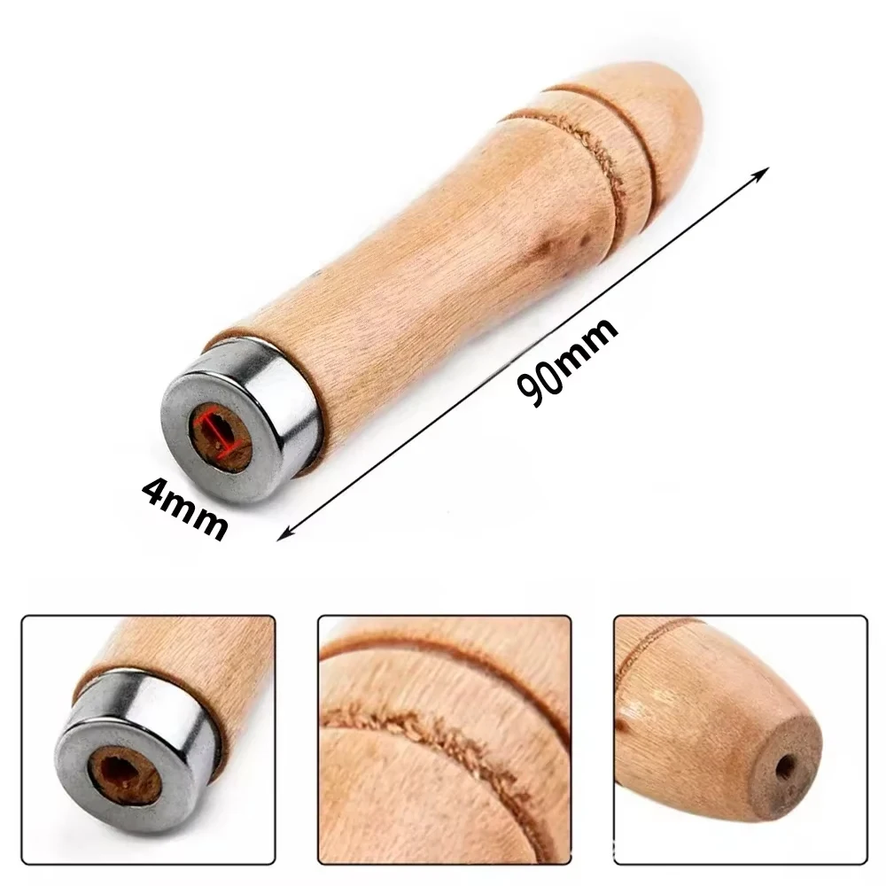 

5pc Wooden File Handle Replacement Strong Metal Collar For File Craft Tool 9cm Wood Rasp Woodworking Polishing Rust-Proof