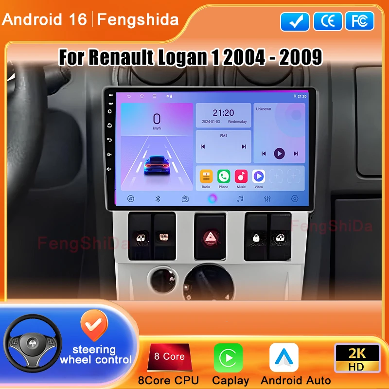 

Android Auto For Renault Logan 1 2004 - 2009 Car GPS Navigation Radio Multimedia Video Player Stereo WIFI Head Unit No 2din dvd