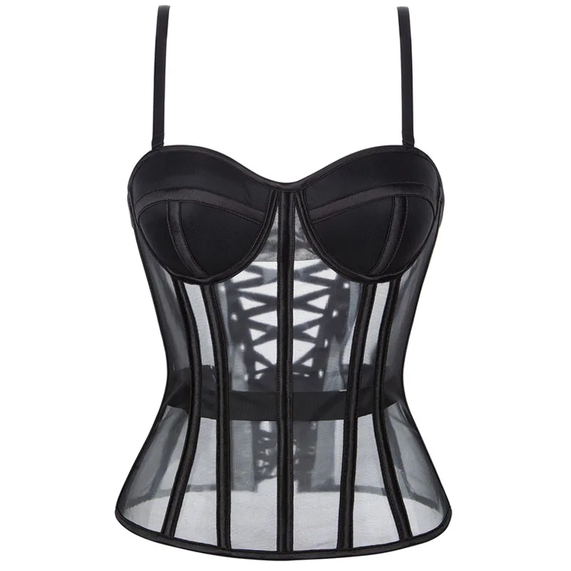 

Сексуальные черные корсетные топы для женщин, сетчатые корсеты с эффектом пуш-ап и бюстье для похудения, формирователь тела, тренажер для талии, нижнее белье Cincher S-2XL