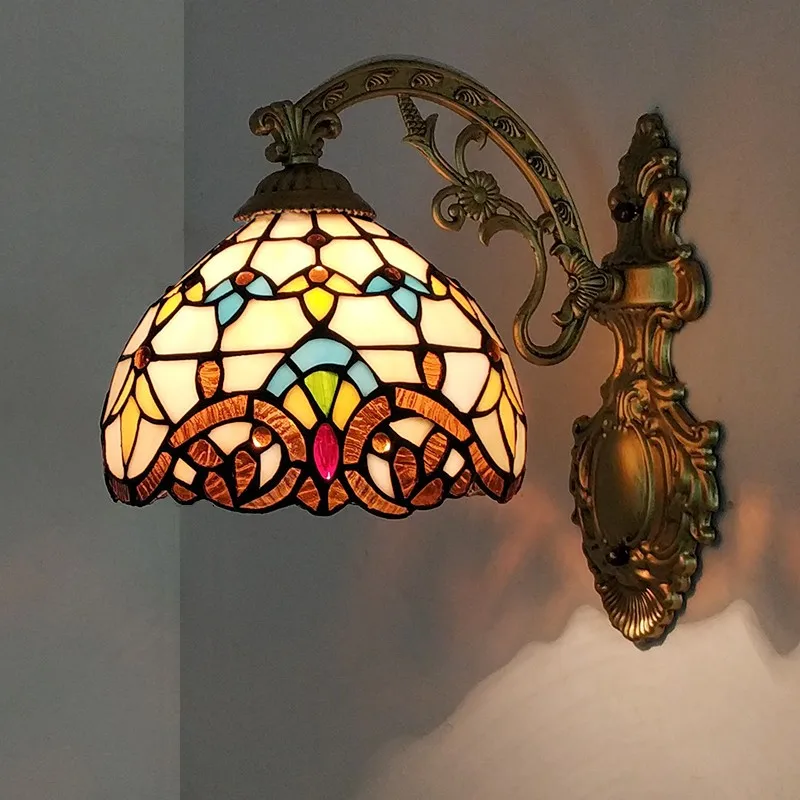 

Tiffany wall lamp design glass art light colorful lampshade living room bedroom bedside home aesthetic room decor light