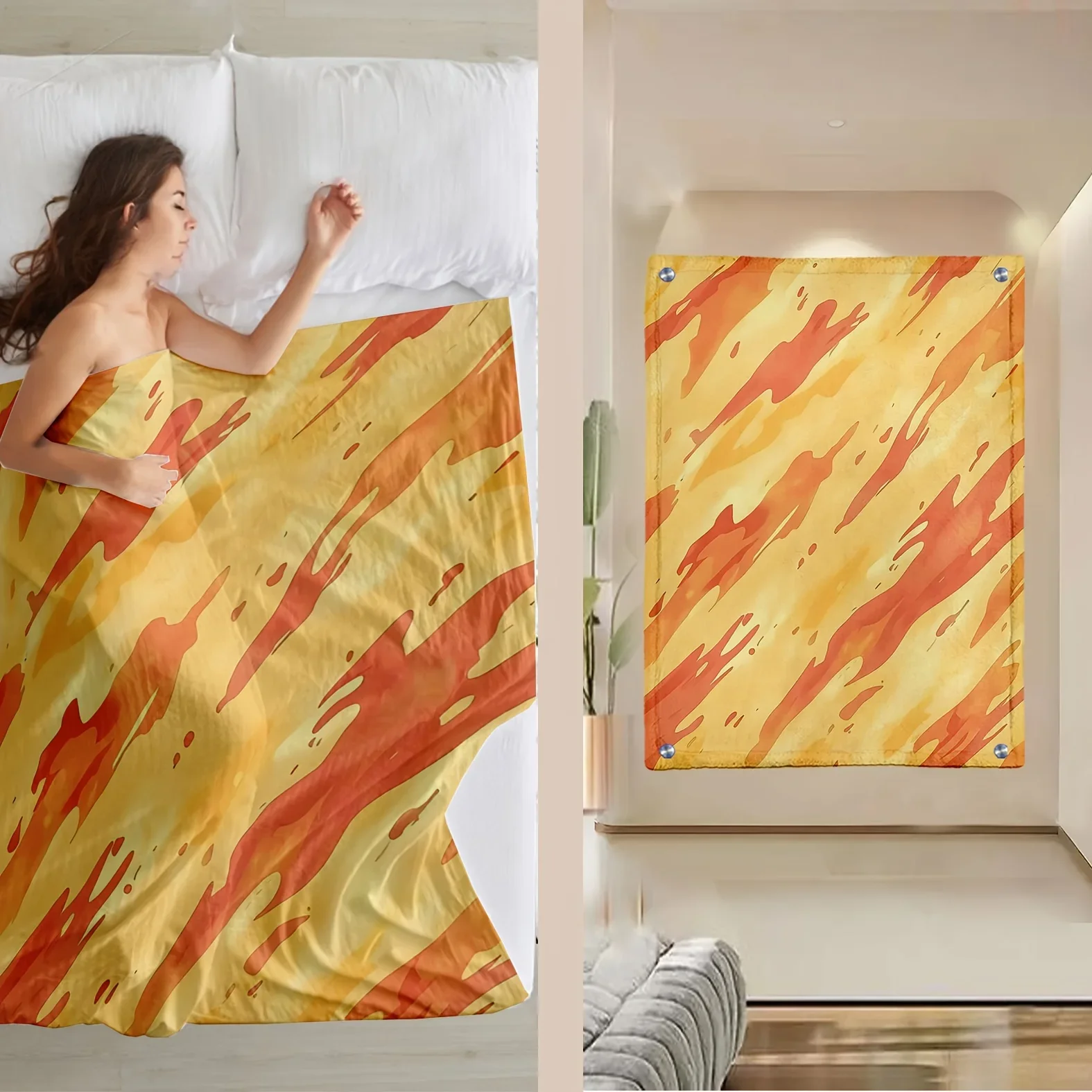 Colorful water flow mosaic Flannel printed blanket suitable for all seasons suitable for living room office sofa and travel