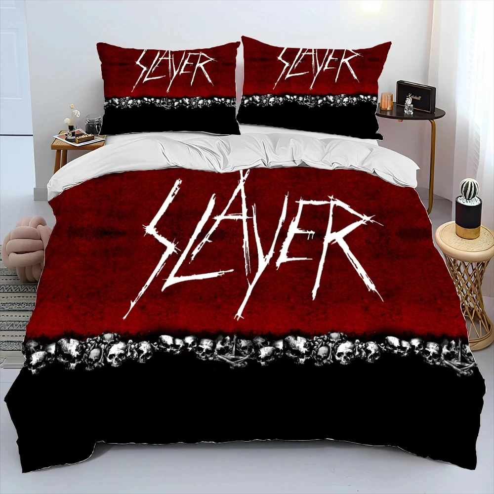 Slayer Heavy Metal Band Music Comforter Bedding Set,Duvet Cover Bed Set Quilt Cover Pillowcase,king Queen Size Bedding Set Boys