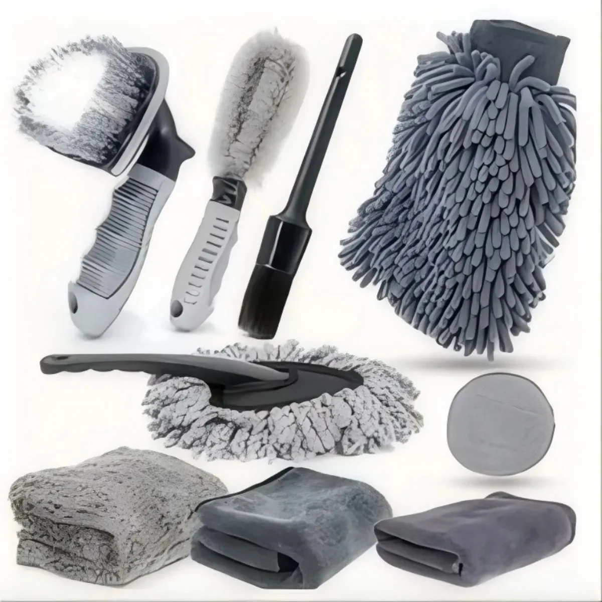 6/9/12Pcs Auto Detailing Kit Car Wash Sponge Wax Applicator Soft Microfiber Towels Tire Brush Uses For Essential Car Care Tools