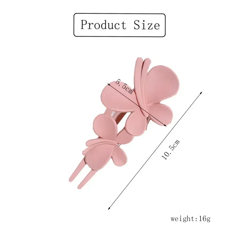 Double Butterfly Duckbill Clip Women Girls Elegant Hair Clips Back Head Temperament Ponytail Clip Hairpin Frosted Duckbill Clip