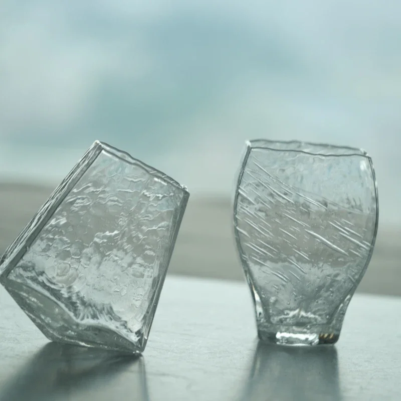 Handmade glass, tumbler cup, hexagonal cup, hand cup.