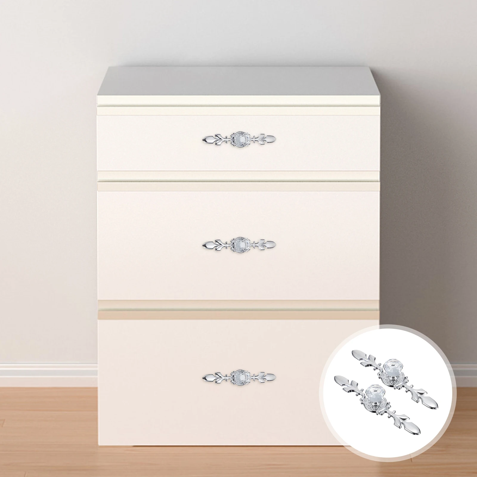 

4Pcs Attractive Crystal Door Handles Zinc Alloy Pulls For Wardrobe Closet Cabinets