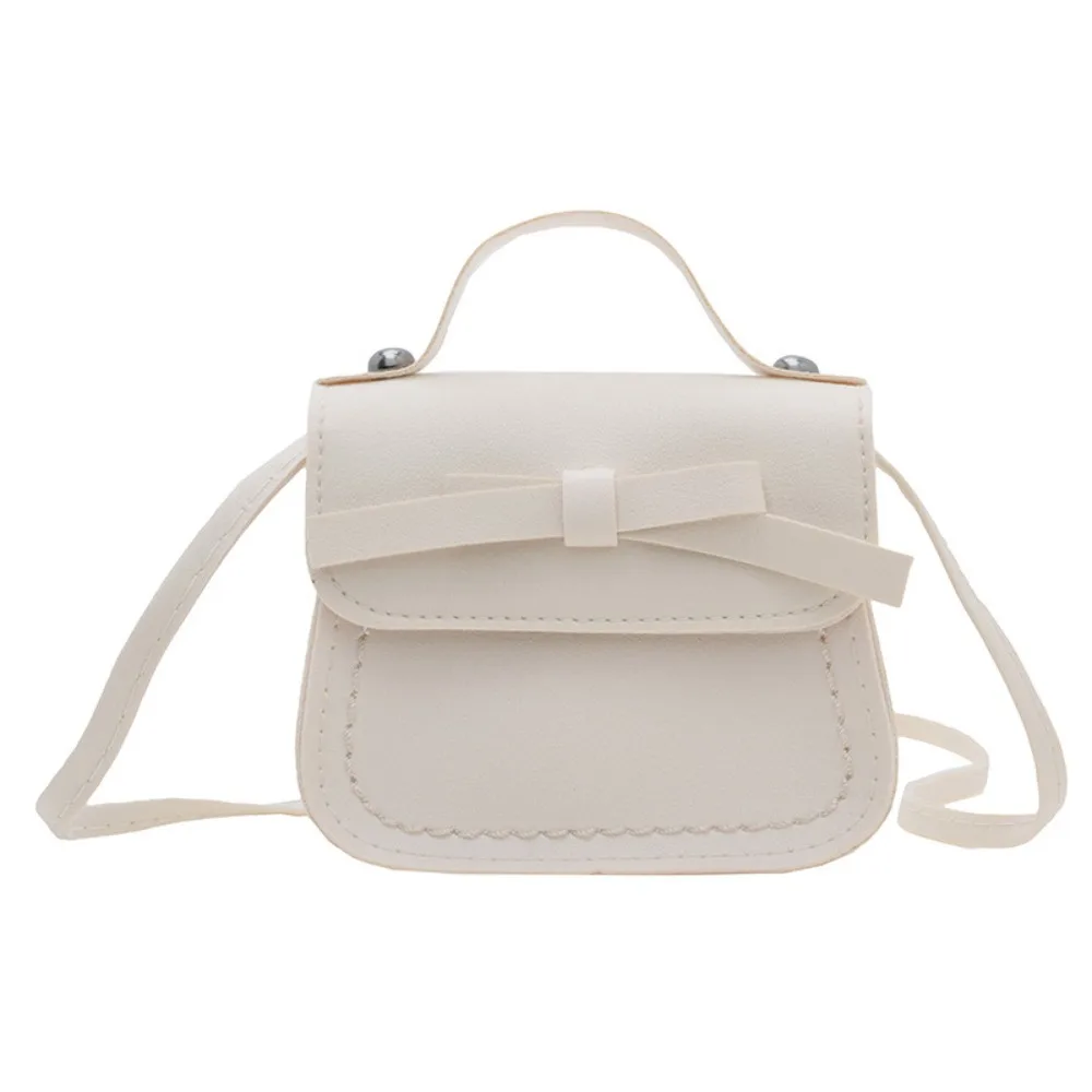 Cool PU Leather Bow Shoulder Bag Solid Color Coin Purse Bow Crossbody Bag Handbag Wallet Children Small Bag Streetwear