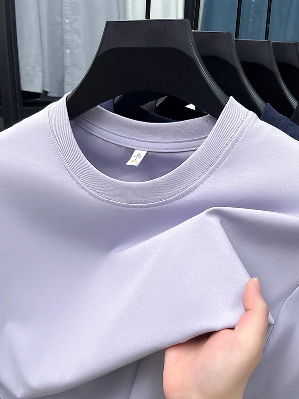 

Новая мужская модная футболка с круглым вырезом и коротким рукавом, повседневная, дышащая, удобная, летняя, современная, из полиэстера.