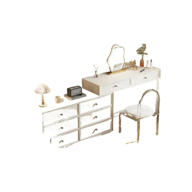 

Solid wood bedroom dresser simple modern retractable chest integrated bedside makeup table light luxury premium