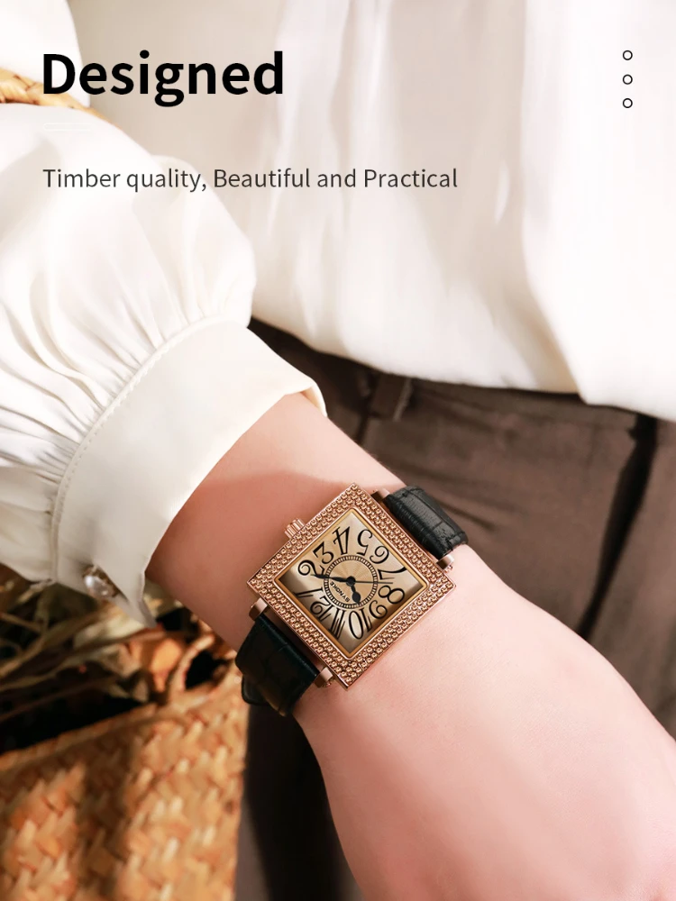 Classic Roman Numerals Watch for Women Quartz Wristwatch Luxury Ladies Clock Brown Black Leather Strap Elegant White Dial Reloj