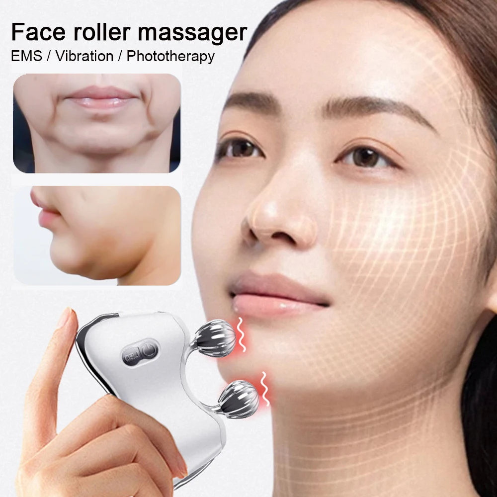 EMS Face Rolling Massager Face Slimming V Line Facial Lift Phototherapy Massager Wrinkle Remover Body Massager Skin Tightening