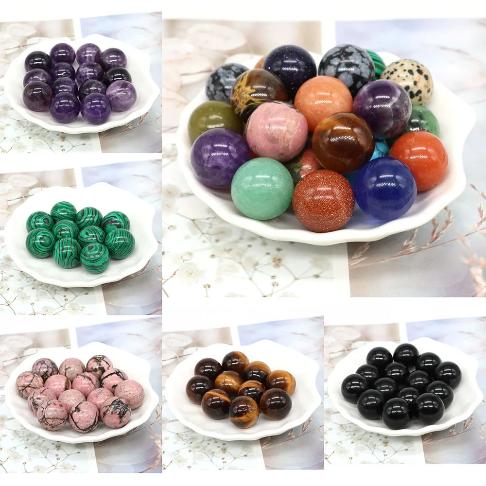 Wholesale 18mm Round Crystal Balls Natural Pocket Stone Sphere Reiki Healing Quartz Globe Chakra Gems Non-Porous Beads Jewelry