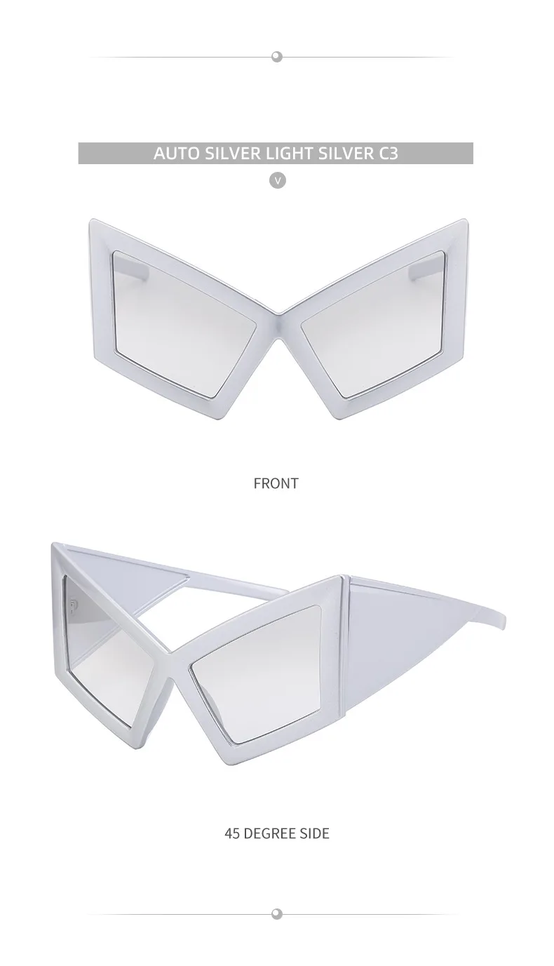 Übergroße Cat-Eye-Sonnenbrille für Damen 2026 Luxusmarken-Designer Großer Rahmen Vintage-Brillen Y2K Punk Sonnenbrillen für Frauen UV400 – Detail 13