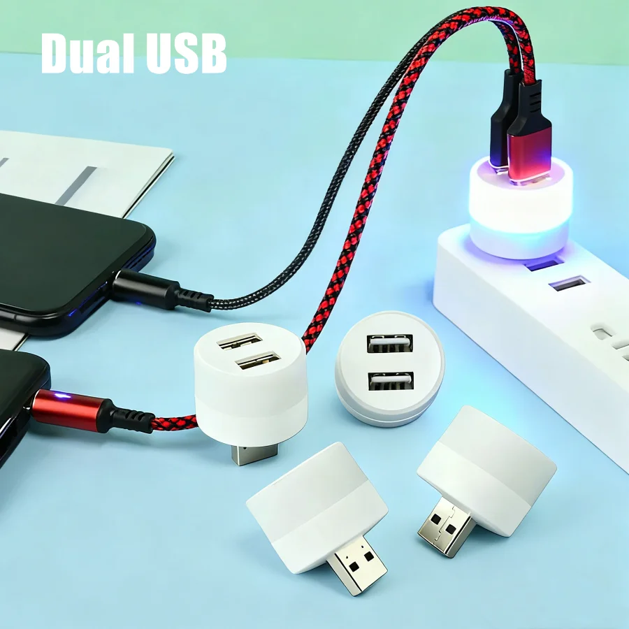 Dual USB Light LED Book Lamp Eye Protection Reading Light Computer Reading Lamp Mobile Power Charging Book Lamps Night Light