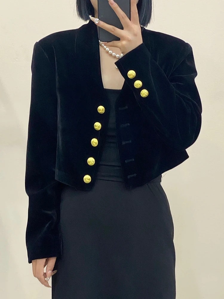 Small Fragrance Short Elegant Velvet Coats New Moda Minority Premium Slim Small Fellow Elegant All-match Outwears