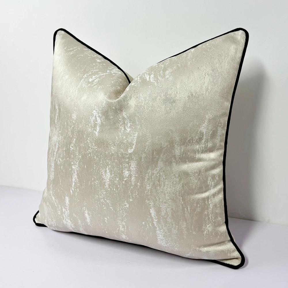 Contemporary Beige Abstract Texture Pillow Case Woven Jacquard Velvet Home Cushion Cover Decorative 45 x 45 cm 1 Pc Pack