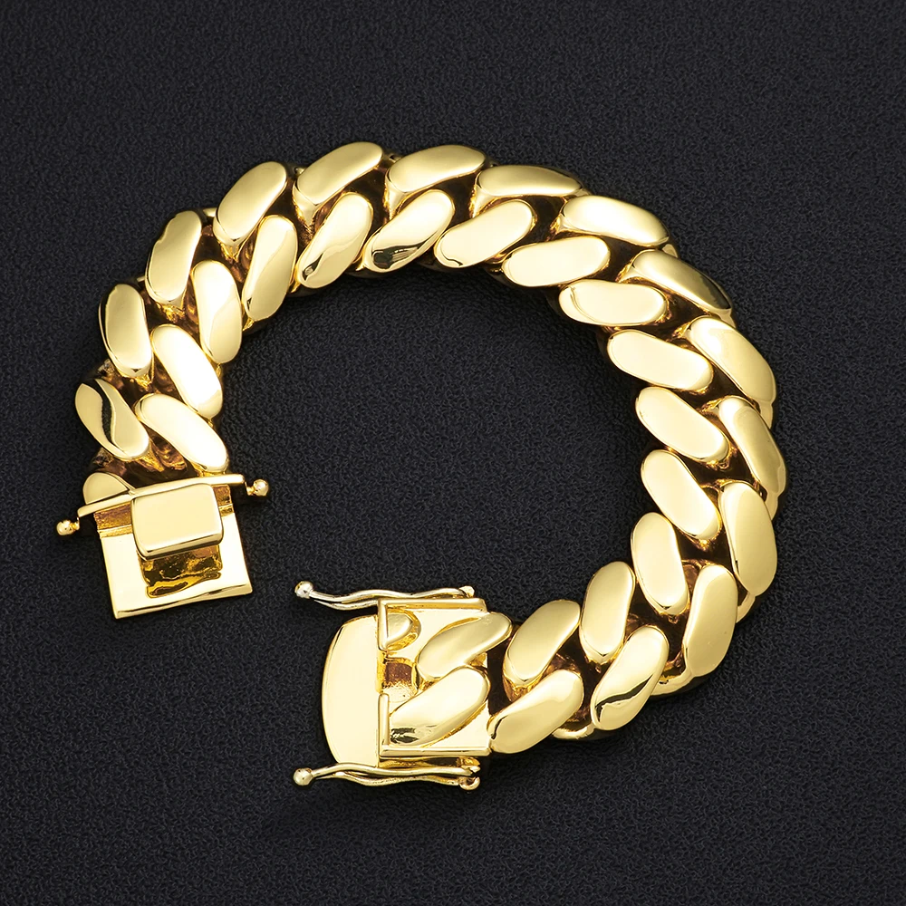 Men'S Fashion Gold Chain - ESKEEM 18K Gold Plated Miami Cuban