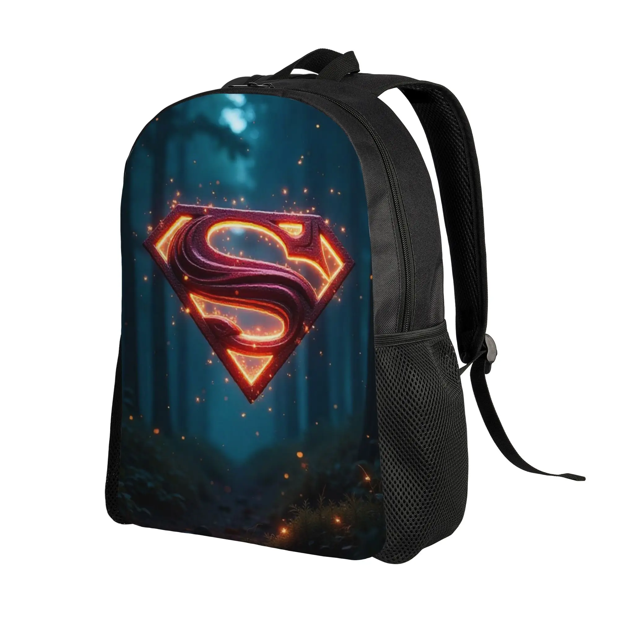 Back to school season Glowing Superman Logo In Forest Backpack  For Women Light Backpack