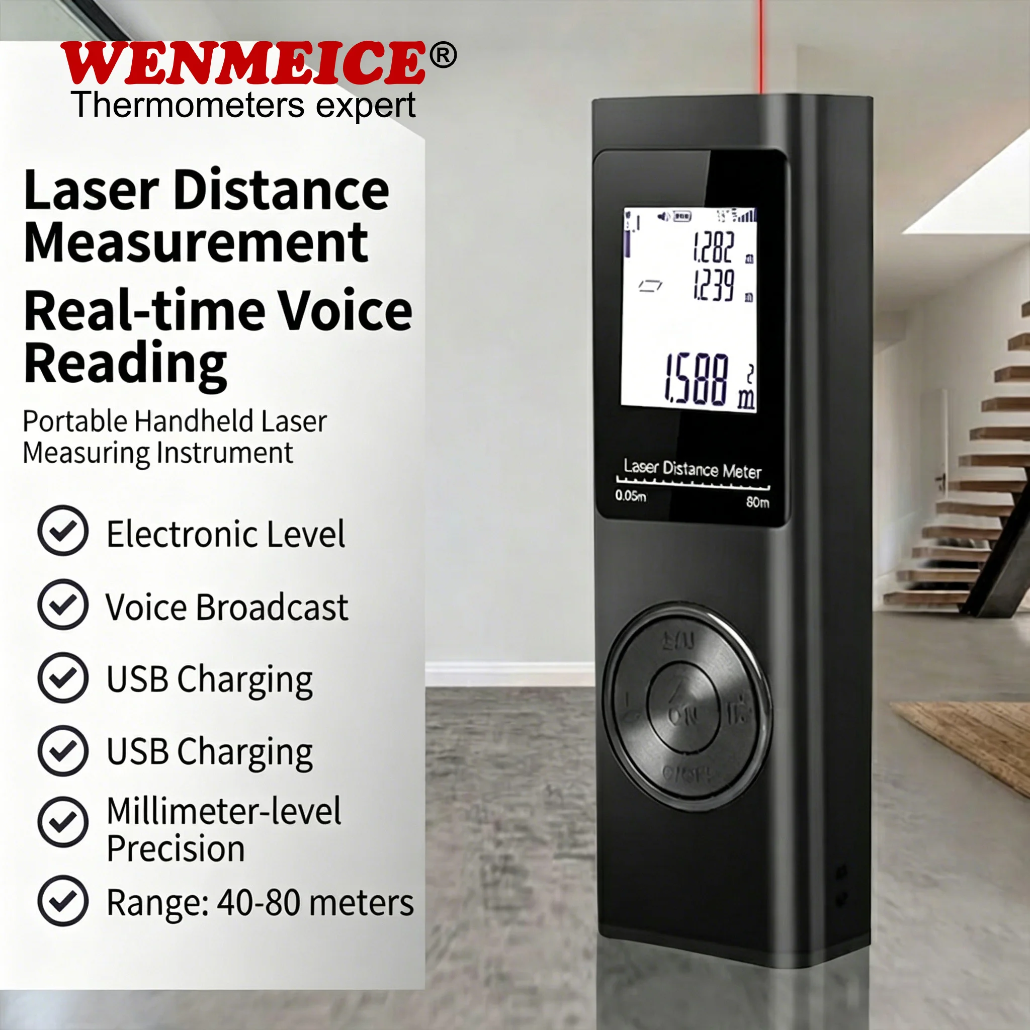Mini-Laserentfernungsmesser, Laser-Maßband, Digitaler Laser-Distanzmesser, Winkelmesser, tragbares Bauwerkzeug