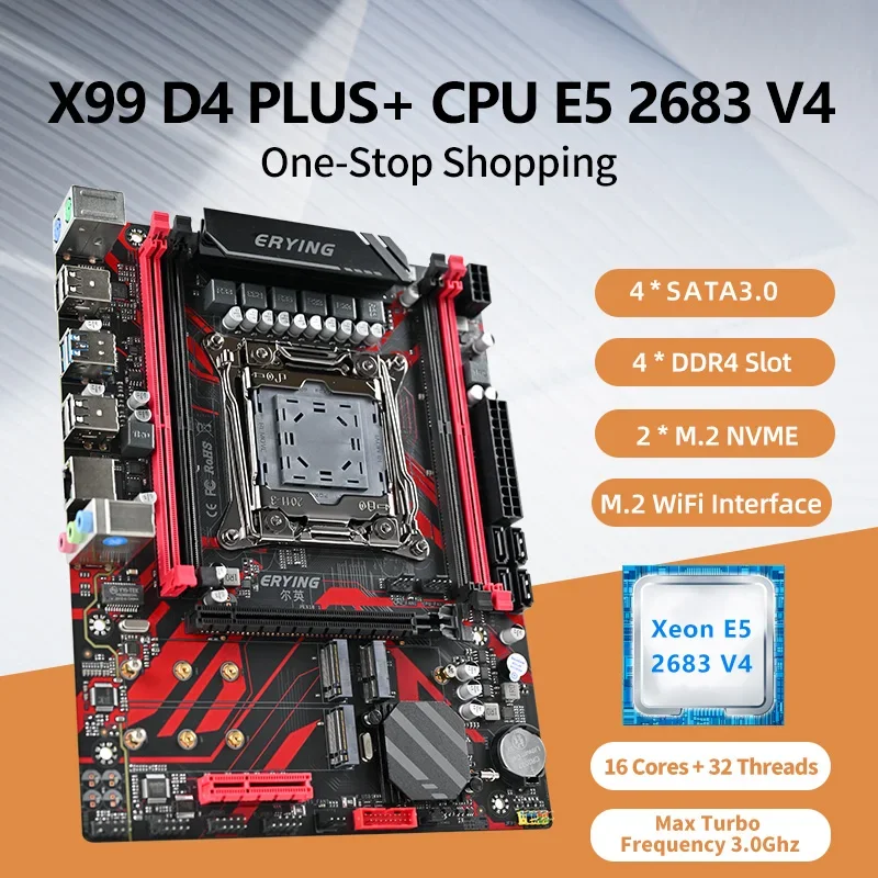 

Комплект материнской платы ERYING X99 D4 PLUS LGA 2011-3, процессор Xeon E5 2683 v4