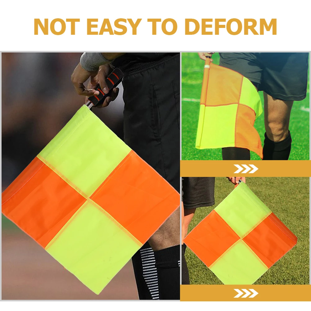 

2Pcs Football Referee Flags Durable Oxford Fabric Stainless Steel Grip Lightweight Game Traffic Direction Racing