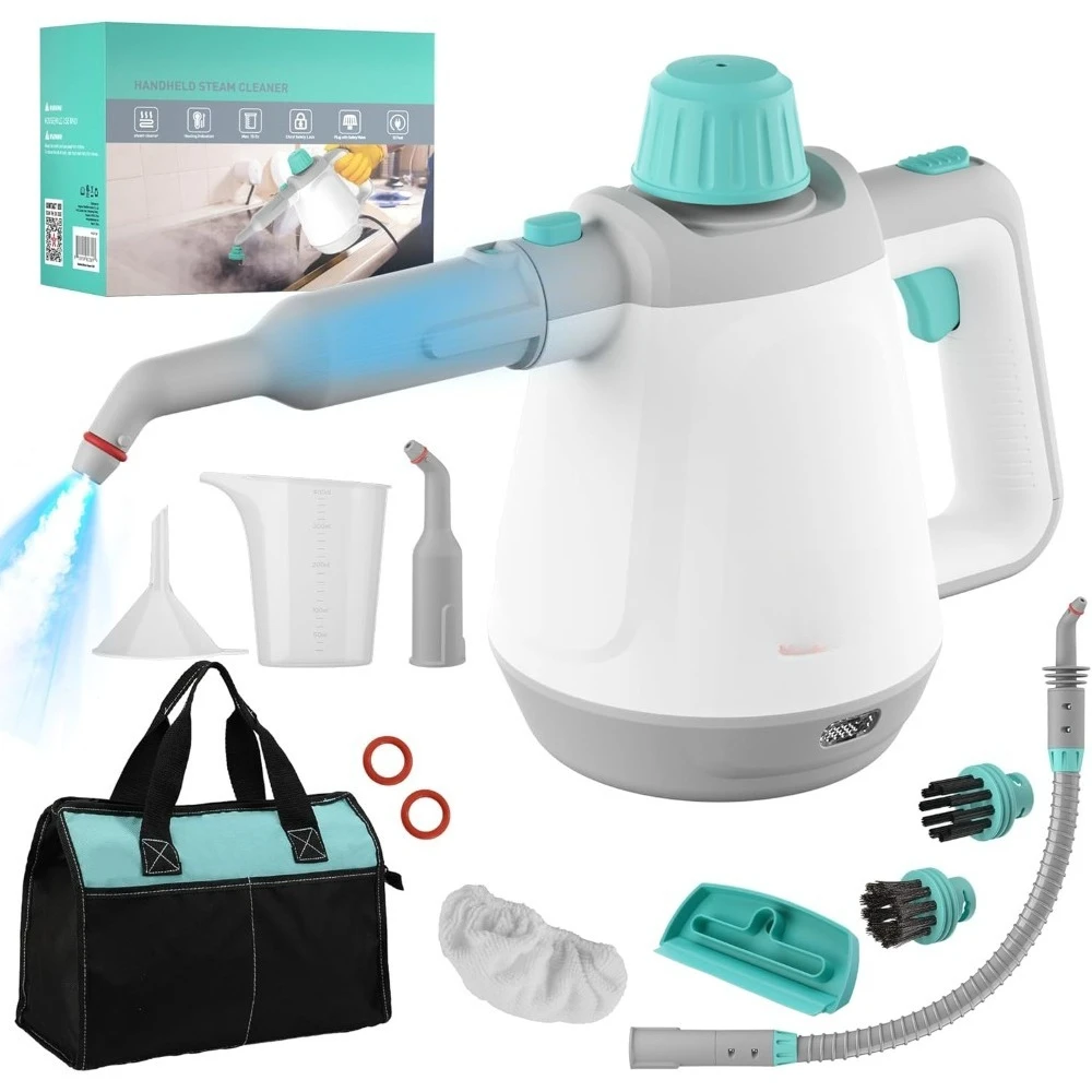 

Handheld Steam Cleaner with 11 Pcs Accessories Tool Bag Safety Lock Multipurpose Steam Cleaner for Home Car Upholstery Floor
