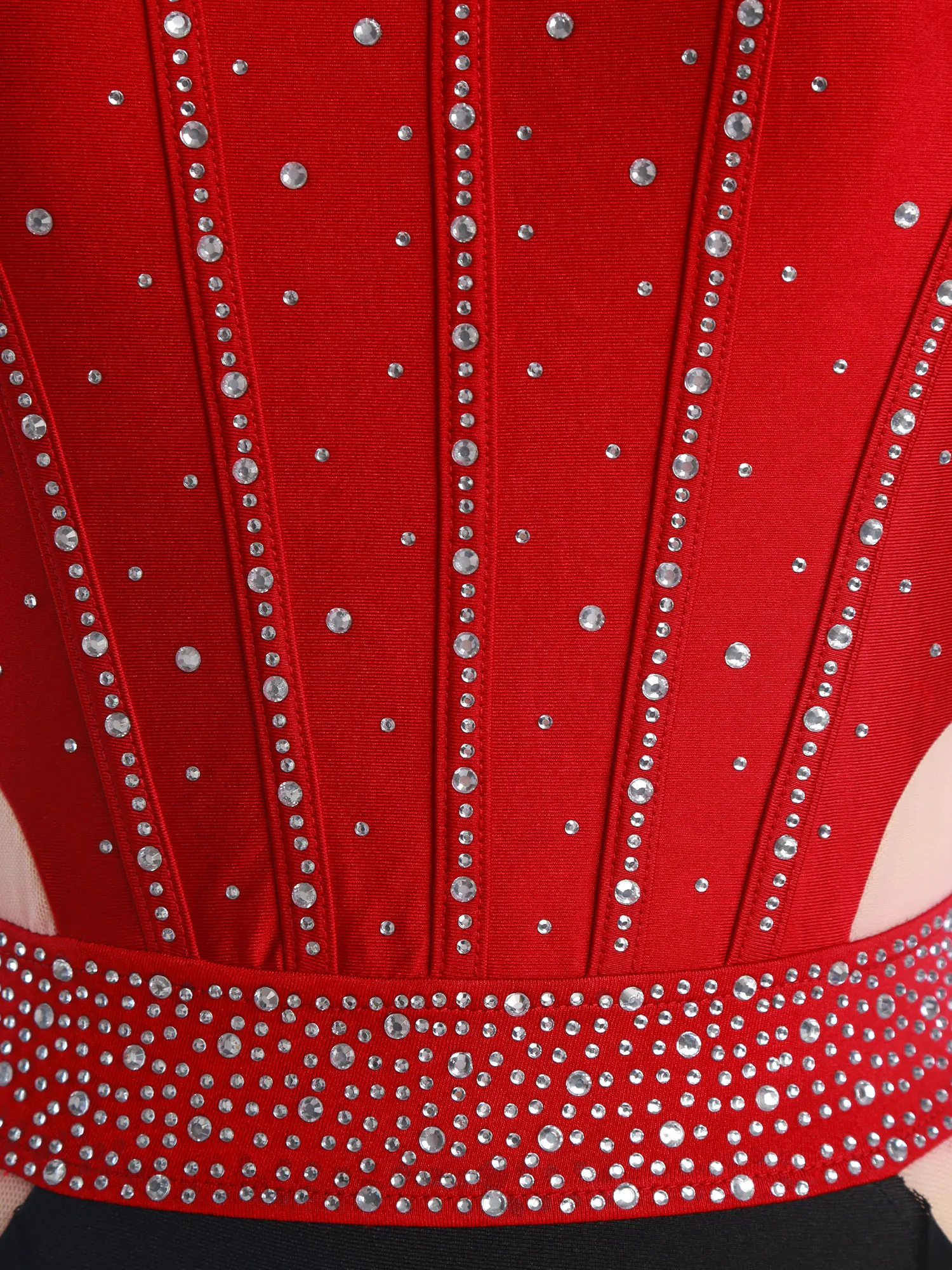 Women Figure Skating Lyrical Dance Dress Modern Dancewear Sleeveless Backless Shiny Rhinestones Mesh Patchwork Skirted Leotard image 3