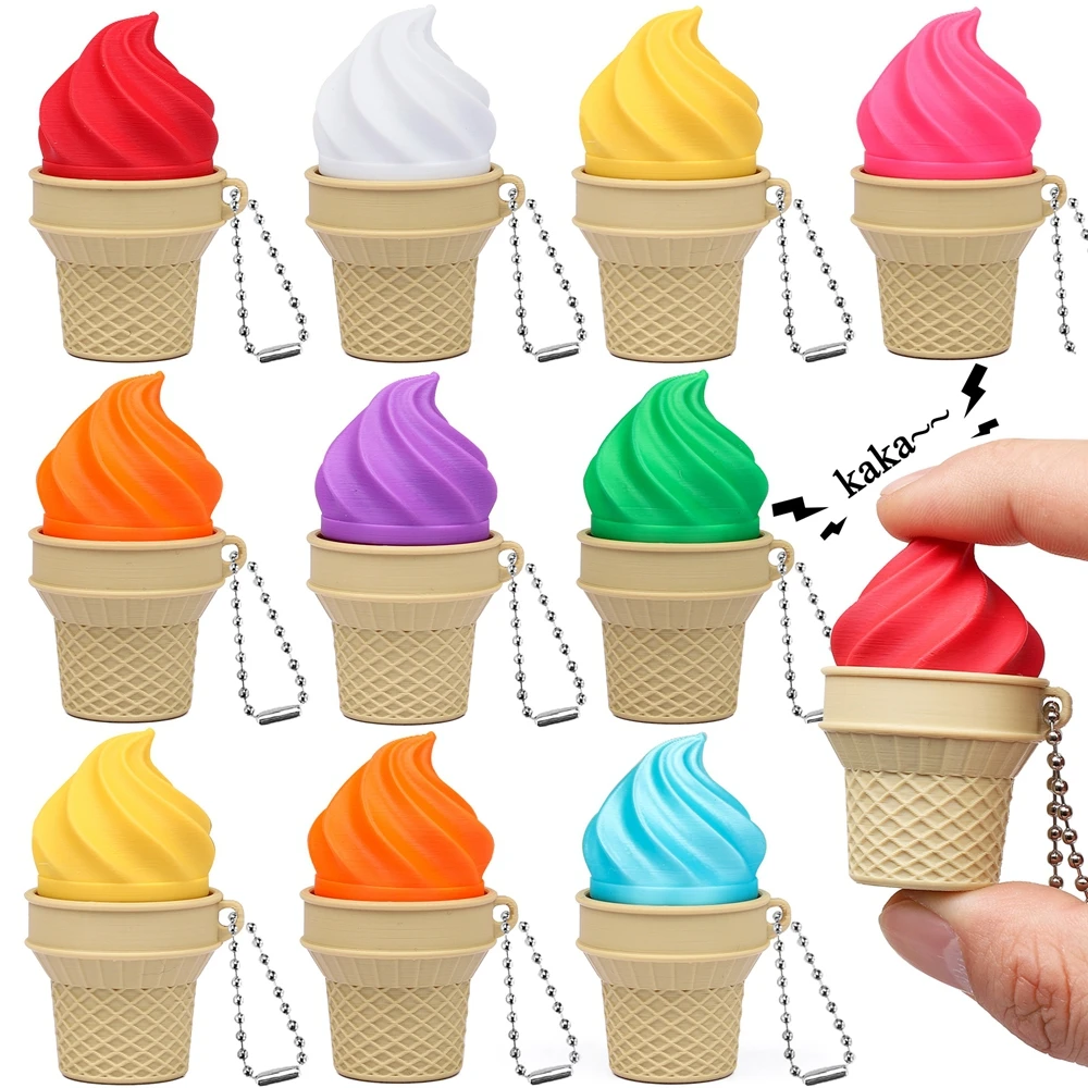

6PCS Ice Cream Fidget Toys Clicker Fidget Sensory Toy Colorful Relieve Stress Anxiety Keychains