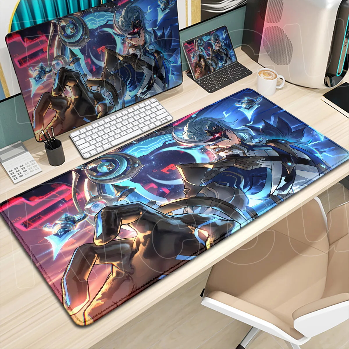 Laptop-Tastatur-Desktop-Matten aus rutschfestem Gummi, groß, Genshin Impact The Doctor II Dottore Anime Gaming Mousepad, Bürozubehör