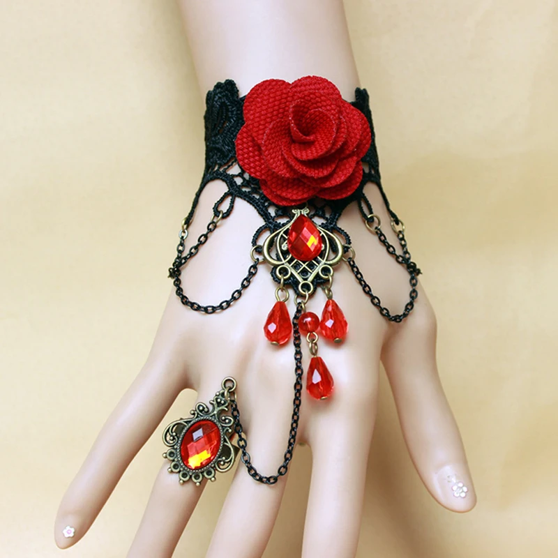 Women's Vintage Steampunk Gloves Wrist Cuff Gear Girls Victorian Bracelets Costume A Bracelet Jewelry Accessories Lace Hand Wear