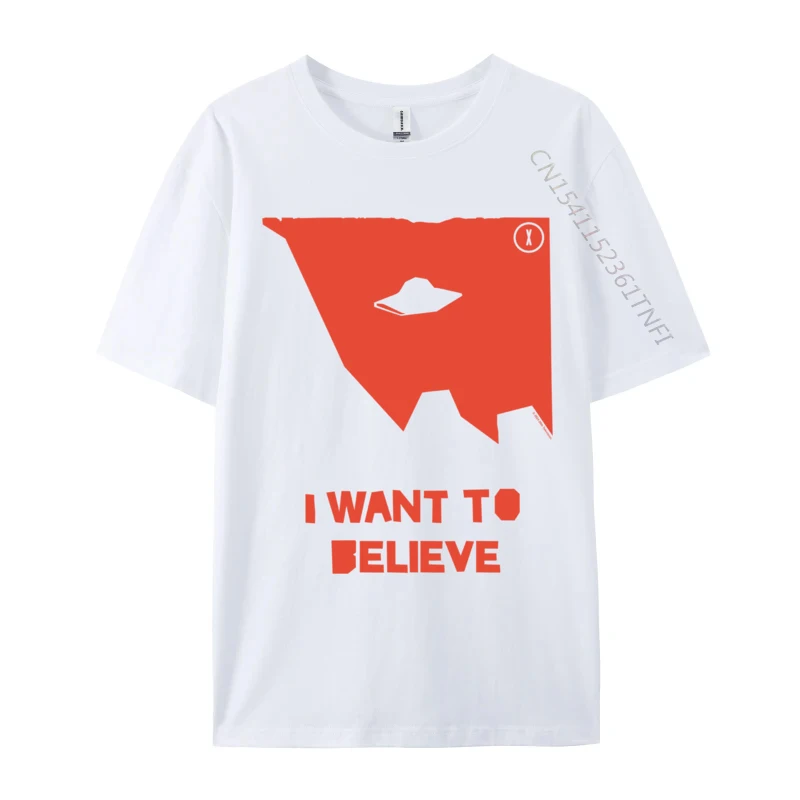 I Want To Believe Ufo Silhouette Big Chest Text Cotton Mens T Shirts Party Luxury Designer T-Shirts Special T Shirt