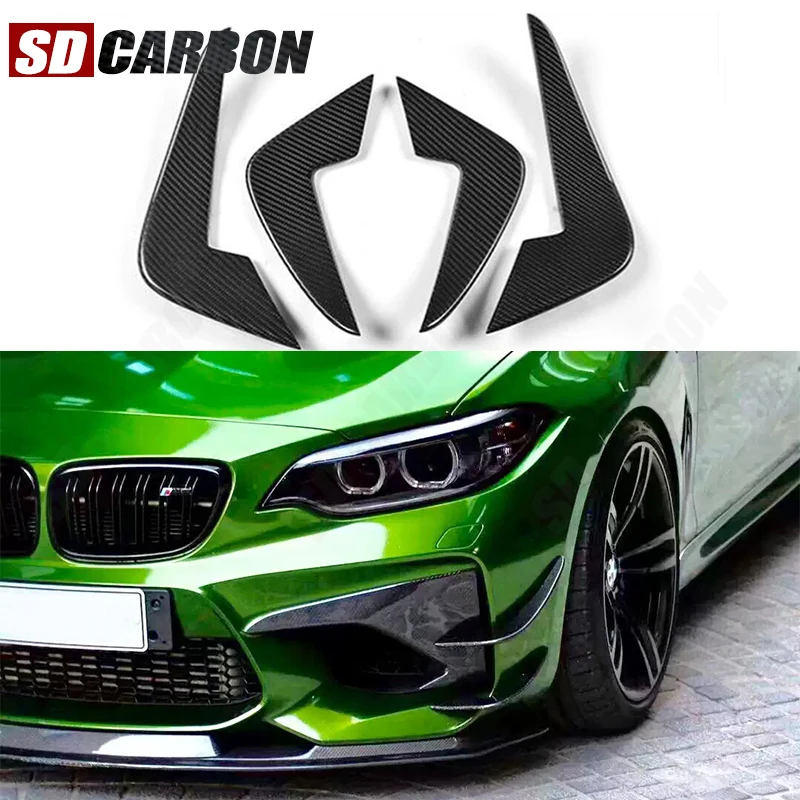 

For BMW M2 F87 M2C 2014+ Carbon Fiber Car Front Bumper Wind knife Splitter Spoiler Canard Air Knife Surround Trim