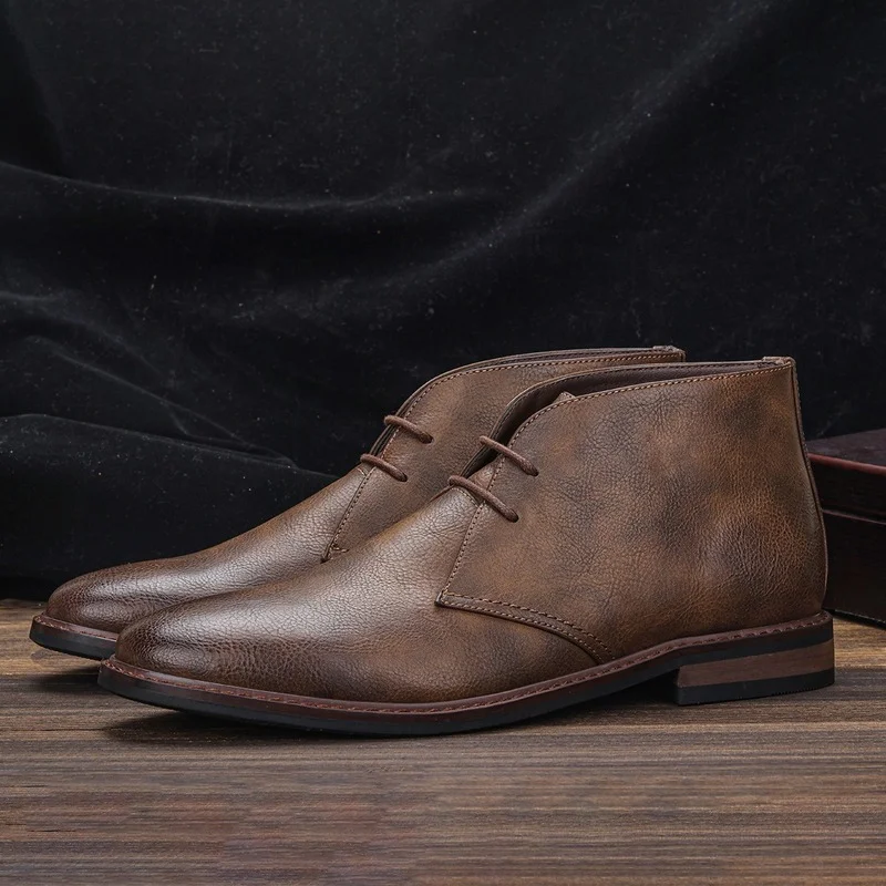 Size 7~12 Men Leather Boots Desert Ankle boots Fashion Comfortable Brand Men\'s Shoes for Walk