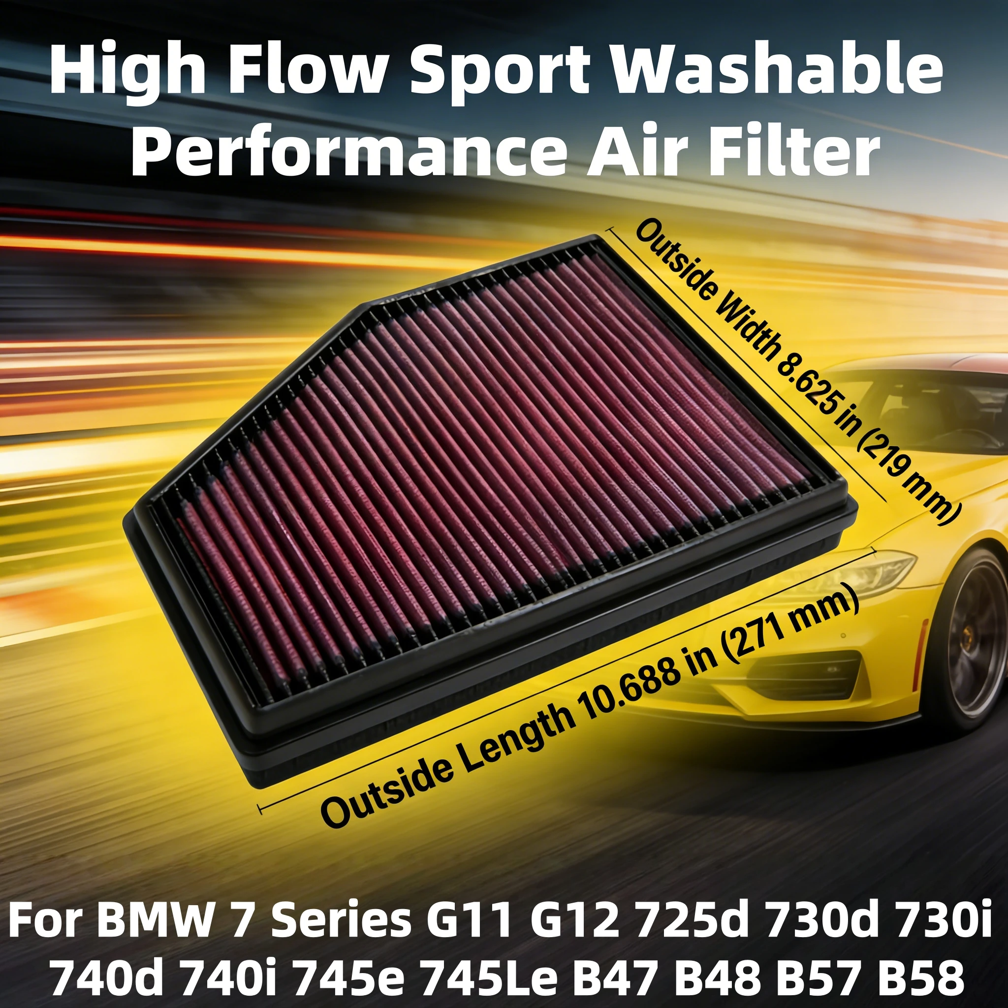 

Для BMW 7 серии G11 G12 725d 730d 730i 740d 740i 745e 745Le B47 B48 B57 B58: Сменный спортивный моющийся воздушный фильтр с высокой пропускной способностью
