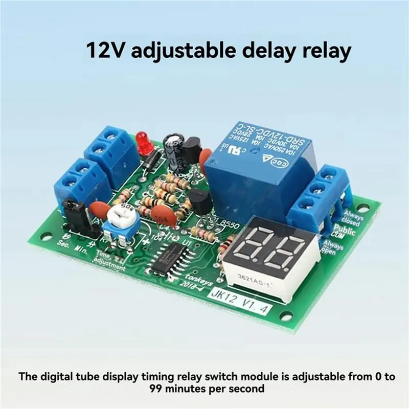 

AS95-2X DC12V LED Display Countdown Timing Timer Delay Turn OFF Relay Switch Module