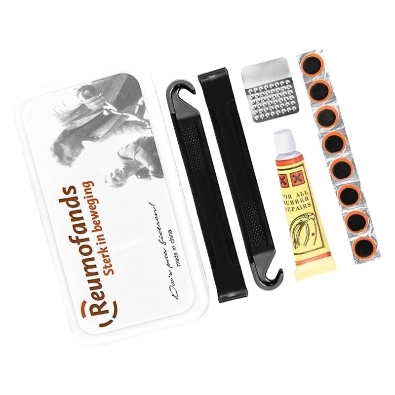 Q39E Portable Bike Tire Repair Kits with Bike Tire Levers, Rubber Patches Bicycles Inner Tube Puncture Patches Repair Tool