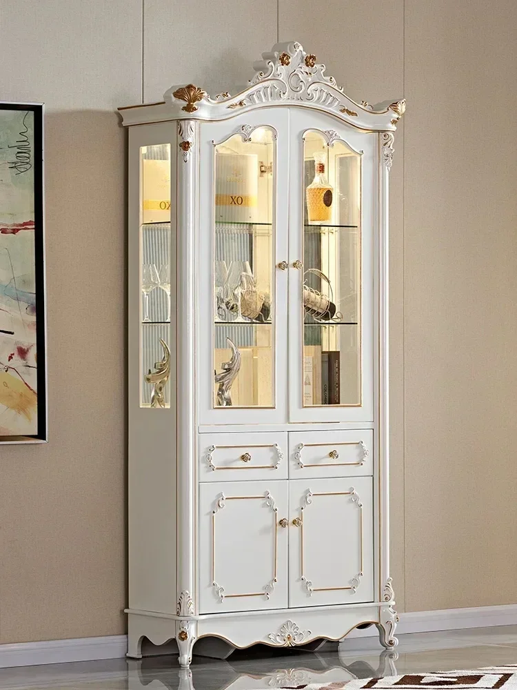 

European style wine cabinet living room wall double door display cabinet glass storage cabinet home decoration