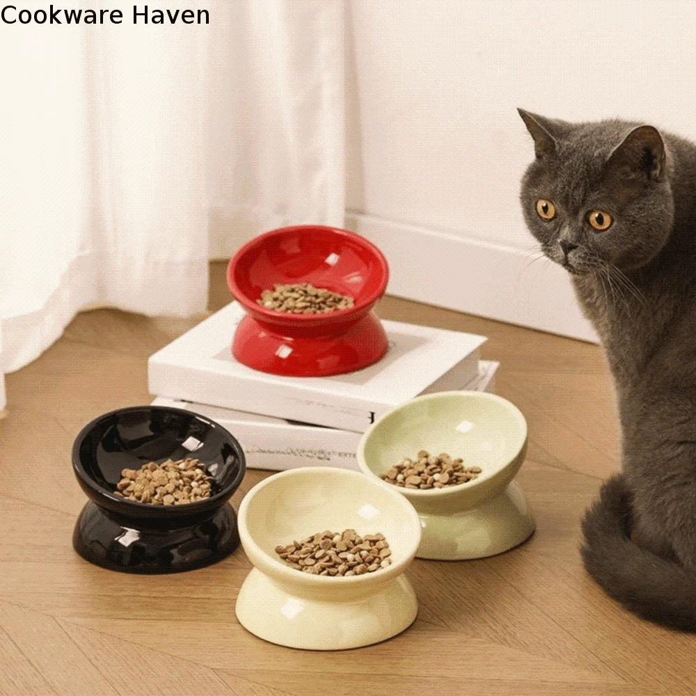 Elevated Ceramic Cat Bowls Tilted Food - Comedero Elevado de Cerámica para Gatos,