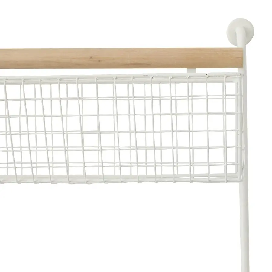 79 Metal Wall Mounted 4 Hanging Baskets Magazine Rack Holder, 18 x 6 x 31, White