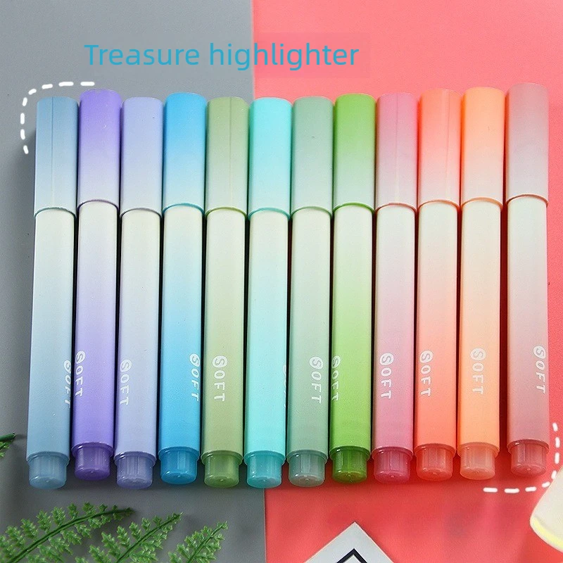 Cute Fluorescent Gradient Pen with High Aesthetic Value for Eye Protection Suitable for School Diary Note Taking and Drawing