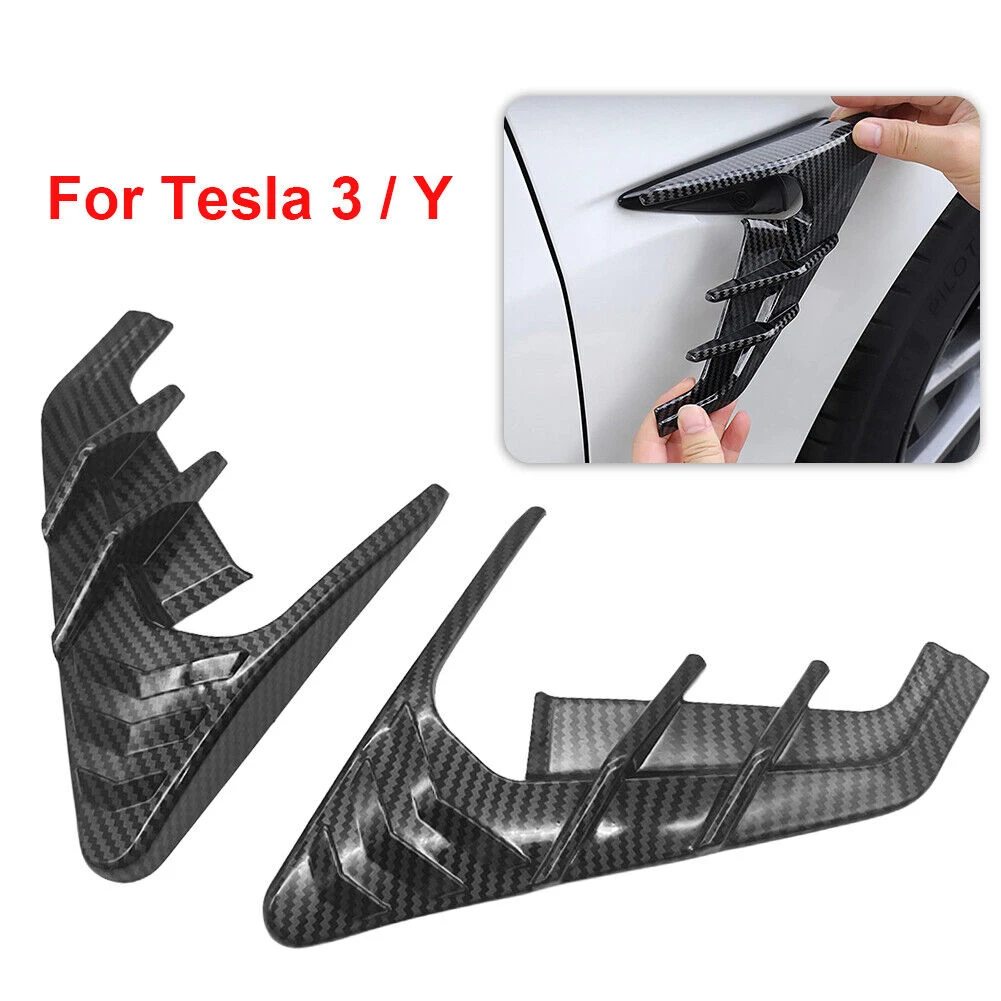 

2Pcs Car Side Camera Cover For Tesla Model 3 Model Y Turn Signal Trim Cover Camera Fender Overlay Black Exterior Accessories