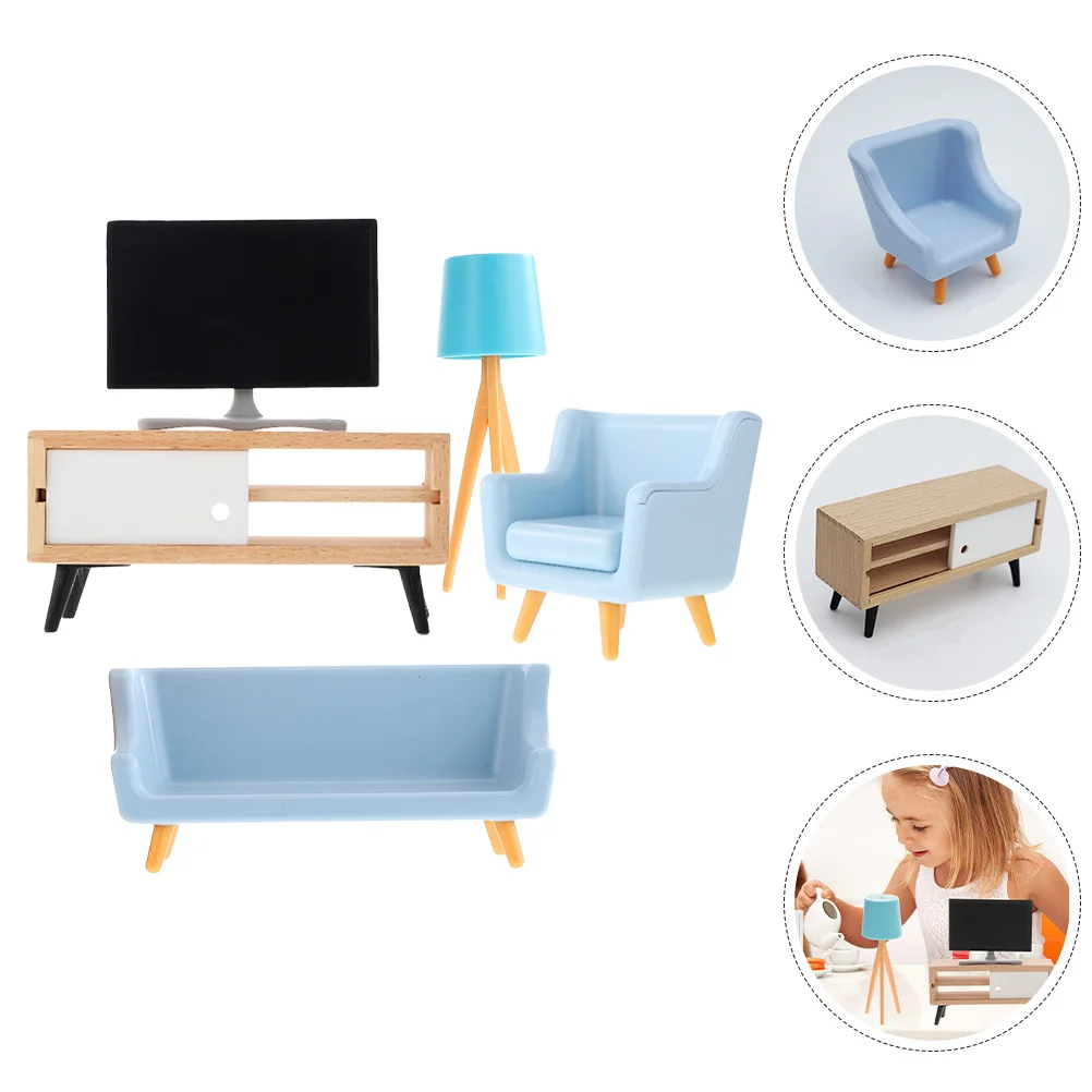 مجموعة واحدة من أثاث غرفة المعيشة المصغر، ديكور صغير رائع، قابل لإعادة الاستخدام، آمن وموثوق، واقعي، ديكورات منزلية صغيرة