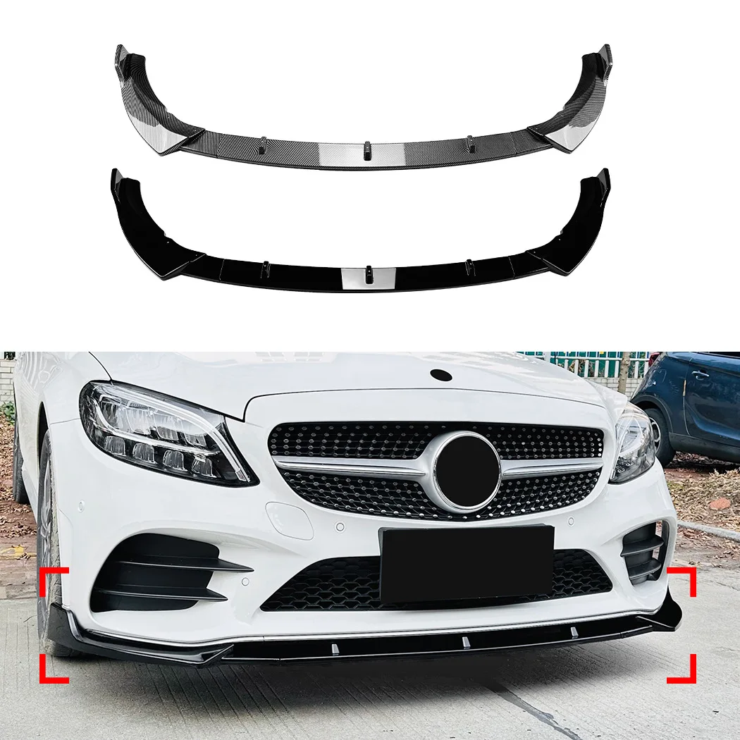 

Для Mercedes-Benz C-Class W205/C205/S205 2019-2021: Комплект сплиттеров переднего бампера AMG
