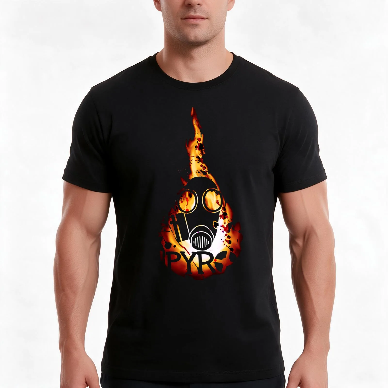 Team Fortress 2 - Pyro T-Shirt, Summer Casual Cotton Tee, Oversized Streetwear Tops, Vintage Graphic Print, Unisex Men Women
