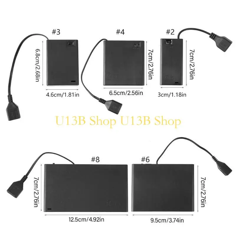 U13B 2/3/4/6/8 Steckplatz AA Battery Hülle Hülle mit USB zum Erstellen von LED -Lichtkit mit Schaltern für LED -Licht