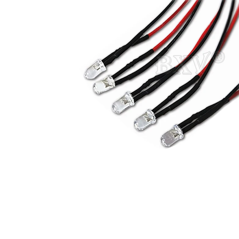 10 pz 24V 12V 3-6V 5MM LED con linea LED diodo a emissione luminosa/12V lunghezza linea 20CM capelli bianchi bianco rosso verde giallo blu arancione